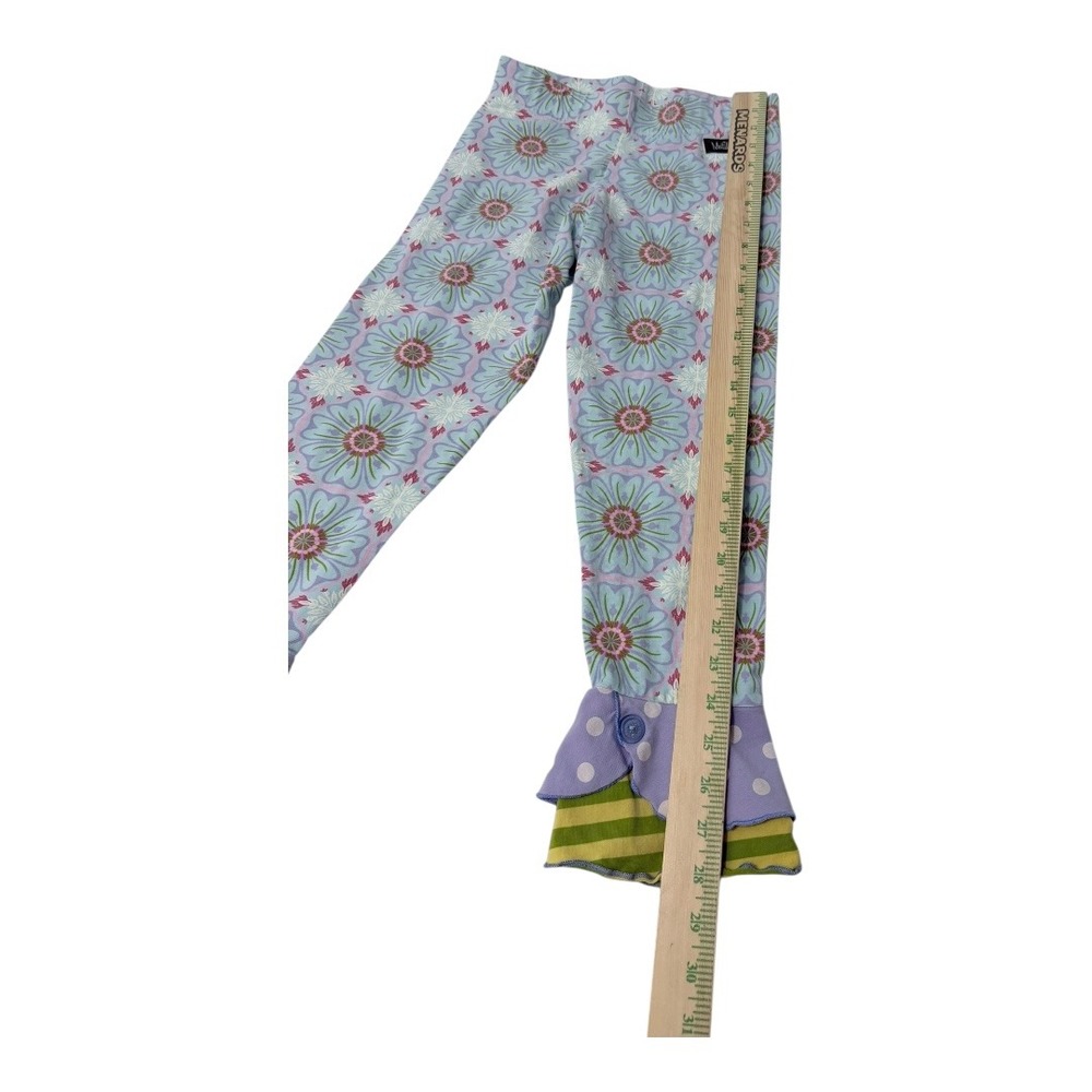 Boho Matilda Jane Leggings Girls 12 Blue Floral Polka Dot Ruffle Hem Striped - Picture 6 of 8